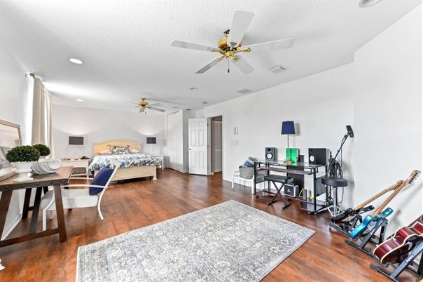 Bedroom, Home Office, Interior, Recessed Lighting, Wood Texture Flooring