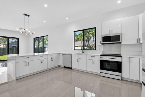 Interior, Kitchen, Pendant Lights, Recessed Lighting, Stainless Steel Appliances