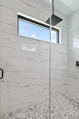 Bathroom, Glass Shower, Interior, Marble Walls