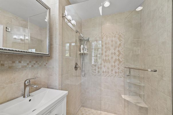 Bathroom, Glass Shower, Interior, Recessed Lighting