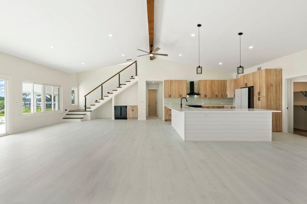 Interior, Kitchen, Pendant Lights, Recessed Lighting, Wood Texture Flooring