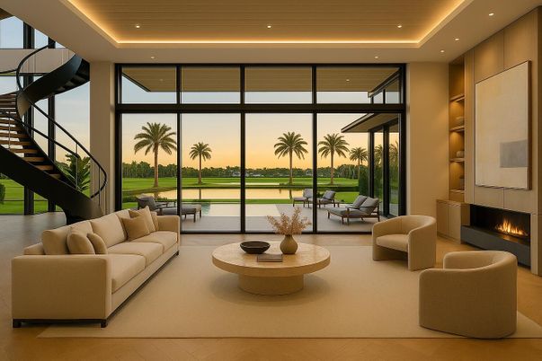 Fireplace, Interior, Living room, Recessed Lighting