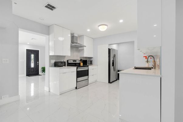 Interior, Kitchen, Marble, Recessed Lighting, Stainless Steel Appliances
