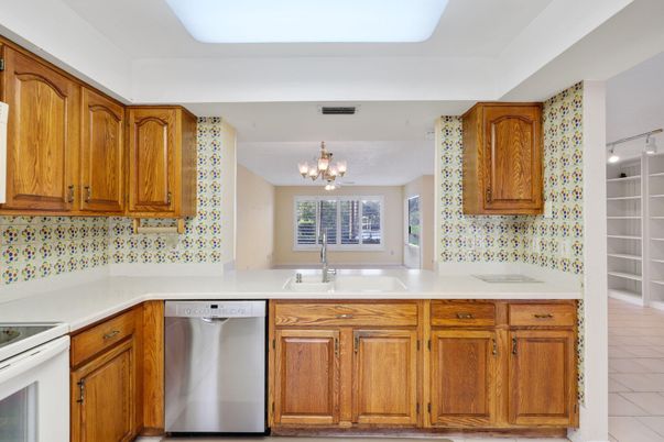 Chandelier, Interior, Kitchen, Stainless Steel Appliances