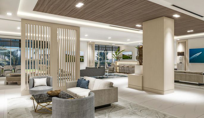 Interior, Living room, Marble, Recessed Lighting, Wooden Ceilings