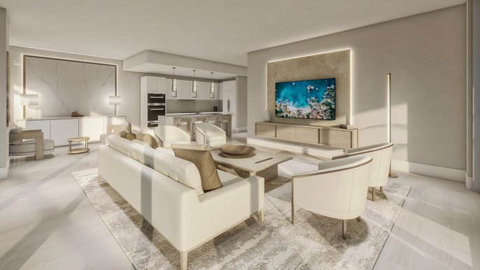 Dining room, Interior, Kitchen, Living room, Recessed Lighting, Stainless Steel Appliances