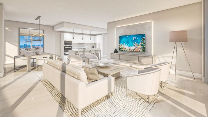 Dining room, Interior, Kitchen, Living room, Pendant Lights, Stainless Steel Appliances