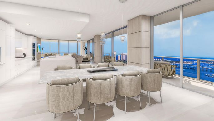 Dining room, Interior, Kitchen, Pendant Lights, Recessed Lighting, Water