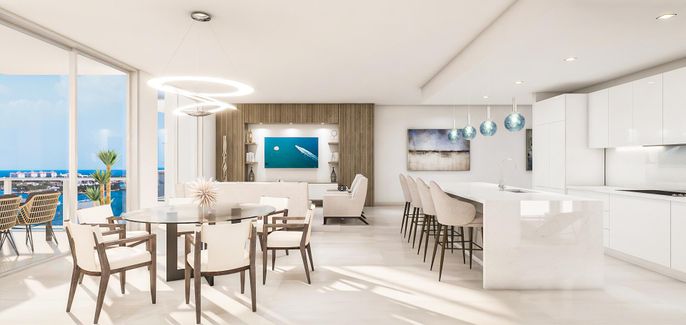 Dining room, Interior, Kitchen, Living room, Pendant Lights, Recessed Lighting, Water