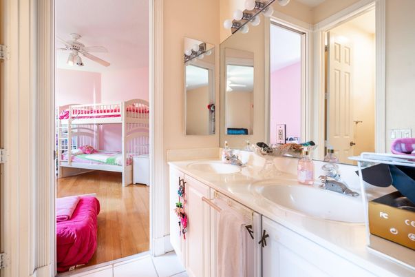 Bathroom, Dual Sink Vanities, Interior, Wood Texture Flooring