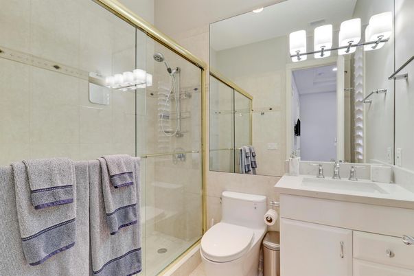 Bathroom, Glass Shower, Interior, Recessed Lighting