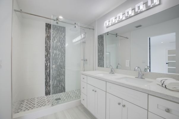 Bathroom, Dual Sink Vanities, Glass Shower, Interior