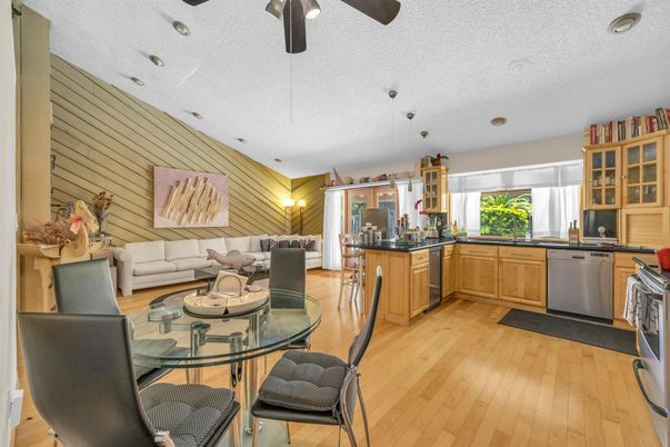 Dining room, Interior, Kitchen, Living room, Wood Texture Flooring
