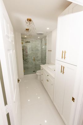 Bathroom, Glass Shower, Interior, Recessed Lighting