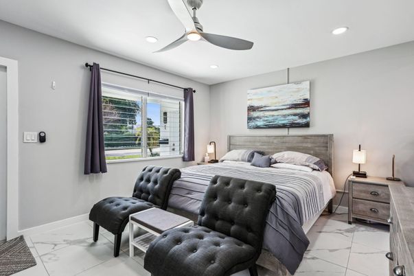 Bedroom, Interior, Marble, Recessed Lighting