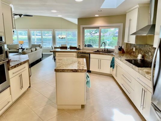 Dining room, Interior, Kitchen, Living room, Recessed Lighting, Water