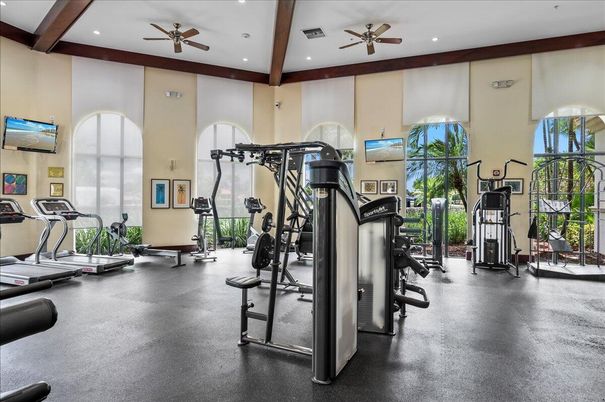 Fitness Equipment, Gym, Interior, Recessed Lighting, Wooden Beams