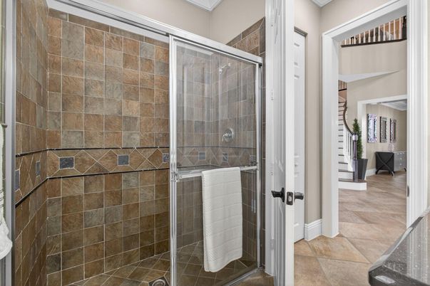 Bathroom, Glass Shower, Interior, Stone Walls