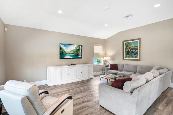 Interior, Living room, Recessed Lighting, Wood Texture Flooring