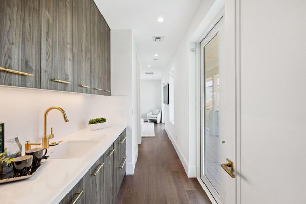Interior, Kitchen, Recessed Lighting, Wood Texture Flooring