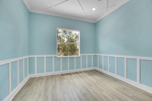 Empty room, Interior, Recessed Lighting, Wood Texture Flooring