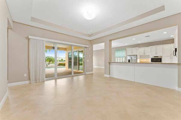 Empty room, Interior, Kitchen, Recessed Lighting, Stainless Steel Appliances