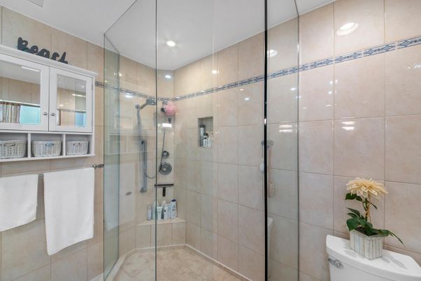 Bathroom, Glass Shower, Interior, Recessed Lighting