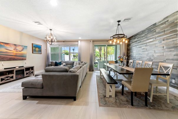 Chandelier, Dining room, Interior, Living room, Pendant Lights, Recessed Lighting, Wooden Walls