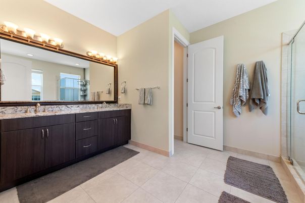 Bathroom, Dual Sink Vanities, Glass Shower, Interior