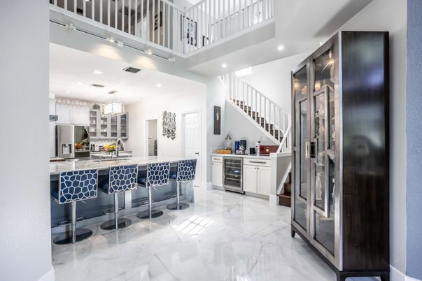Chandelier, Interior, Kitchen, Marble, Recessed Lighting