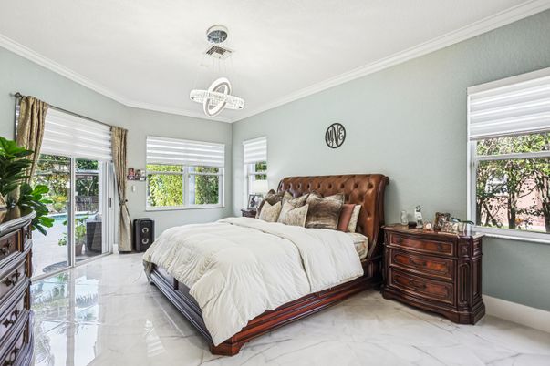 Bedroom, Interior, Marble, Pendant Lights