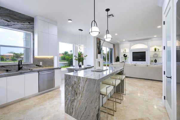 Fireplace, Interior, Kitchen, Living room, Pendant Lights, Recessed Lighting, Stainless Steel Appliances