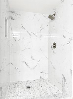 Bathroom, Glass Shower, Interior, Marble Walls