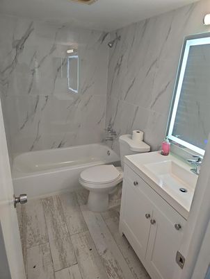 Bathroom, Interior, Marble, Marble Walls, Wood Texture Flooring