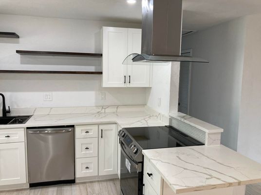 Interior, Kitchen, Recessed Lighting, Wood Texture Flooring