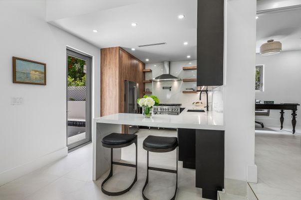 Interior, Kitchen, Marble, Recessed Lighting, Stainless Steel Appliances