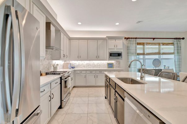 Interior, Kitchen, Marble, Recessed Lighting, Stainless Steel Appliances