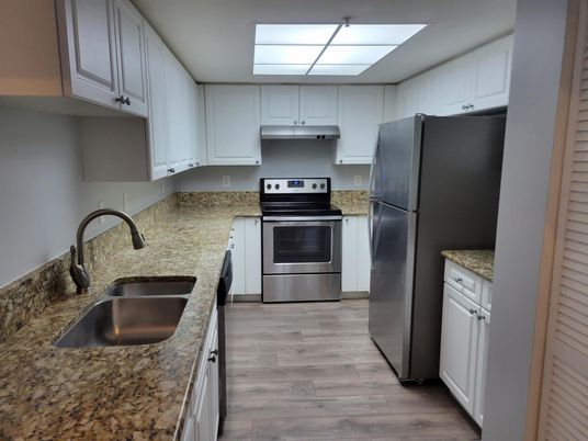 Interior, Kitchen, Stainless Steel Appliances, Wood Texture Flooring