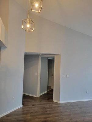 Empty room, Interior, Pendant Lights, Wood Texture Flooring