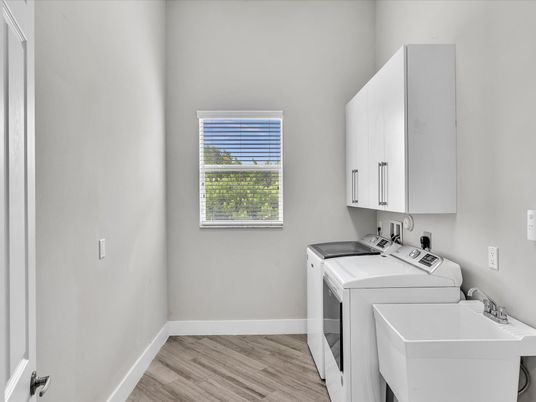 Interior, Washer, Wood Texture Flooring