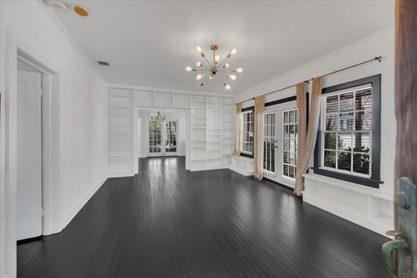 Empty room, Interior, Pendant Lights, Wood Texture Flooring