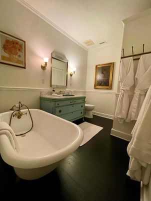 Bathroom, Free Standing Baths, Interior, Wood Texture Flooring