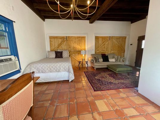 Bedroom, Chandelier, Interior, Wooden Beams