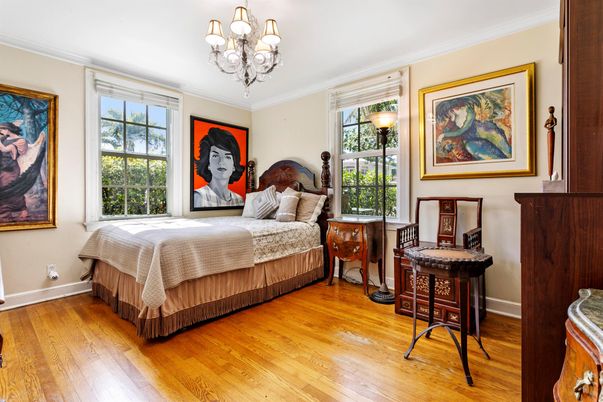 Bedroom, Chandelier, Interior, Wood Texture Flooring