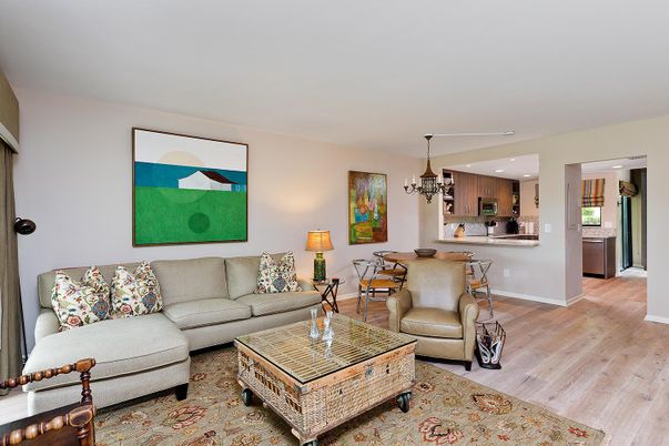 Chandelier, Dining room, Interior, Kitchen, Living room, Pendant Lights, Recessed Lighting, Wood Texture Flooring