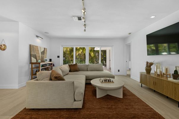 Interior, Living room, Recessed Lighting, Wood Texture Flooring
