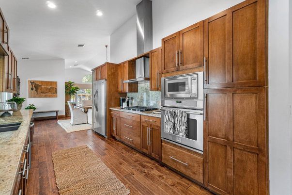 Interior, Kitchen, Recessed Lighting, Wood Texture Flooring
