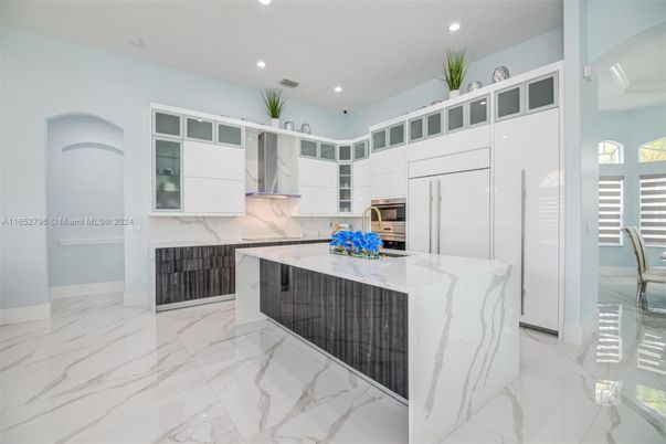 Interior, Kitchen, Marble, Recessed Lighting, Stainless Steel Appliances