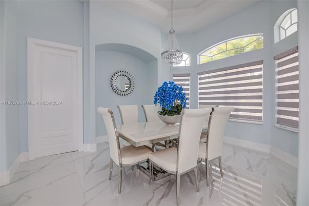 Chandelier, Dining room, Interior, Marble