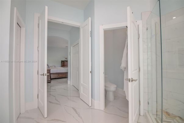 Bathroom, Bedroom, Glass Shower, Interior, Marble, Marble Walls